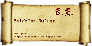 Belász Rufusz névjegykártya